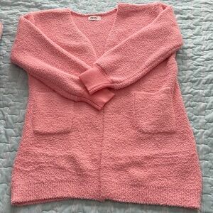 Pleshy cozy Pink Cardigan